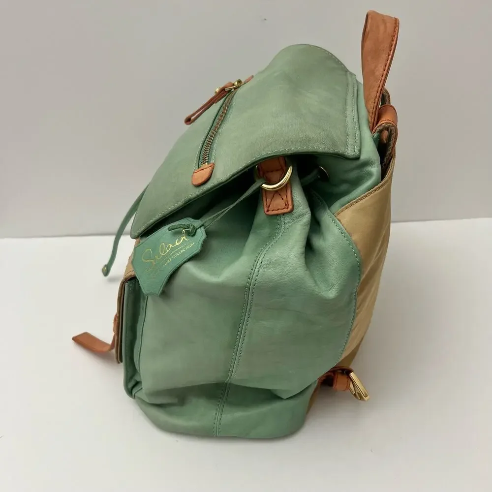 Salad Leather Convertible Backpack and Shoulder Bag